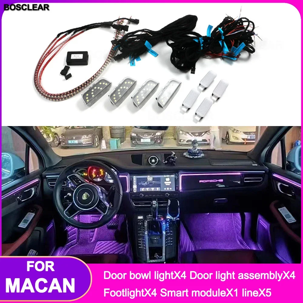 Car LED Ambient Light For Porsche Macan Ambient Light Illuminated Door Atmosphere Lamp Auto Neon Light Original Installation