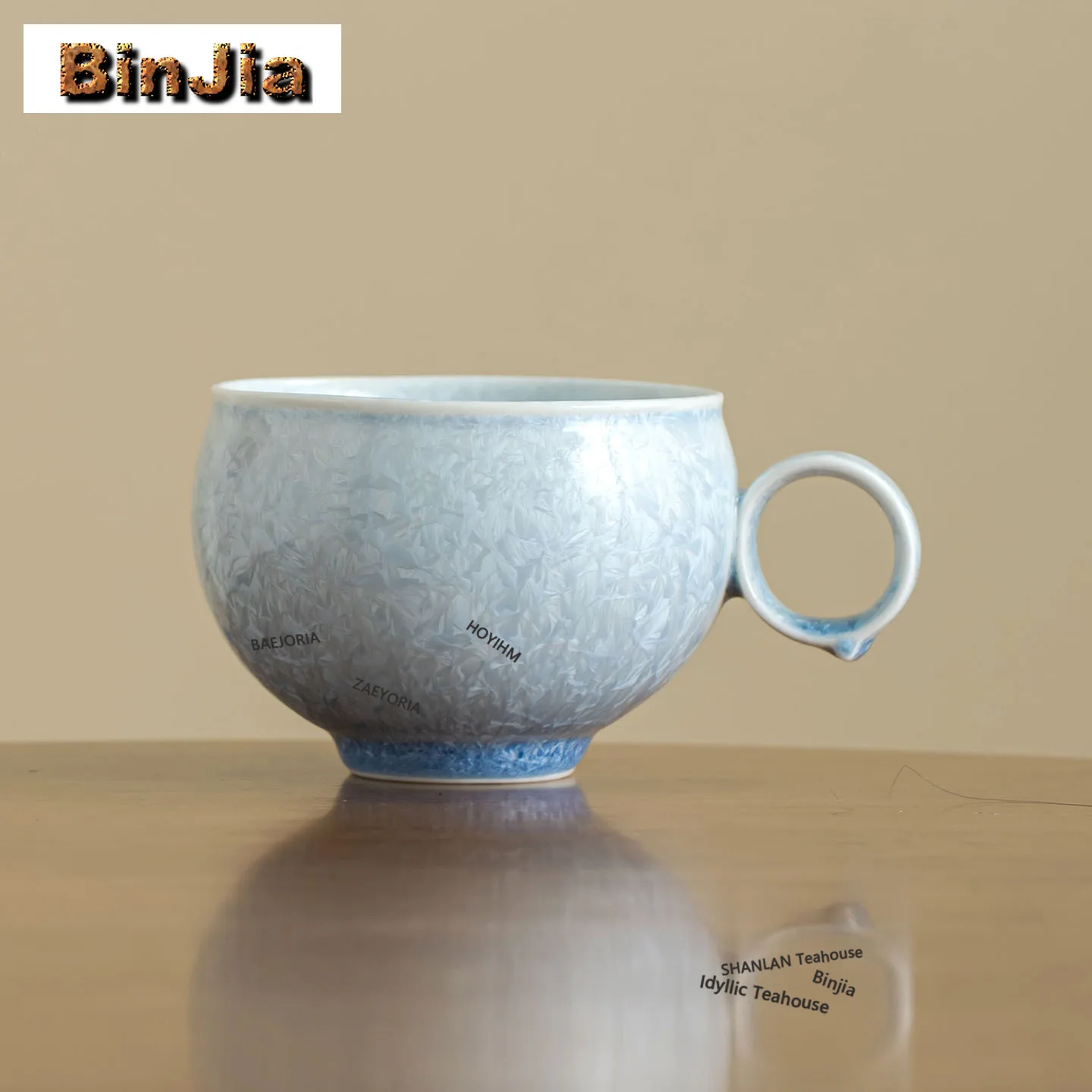 BAEJORIA 220ml Crystal Glaze Apple Blue Coffee Mug Beer Cup Afternoon Tea Mug Household Personal Office Water Cup Tea Services