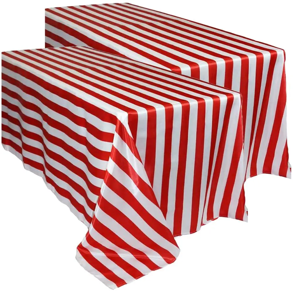 

2Pcs Striped Red White Rectangle Waterproof Tablecloth Plastic 137X274CM Waterproof Dining Garden