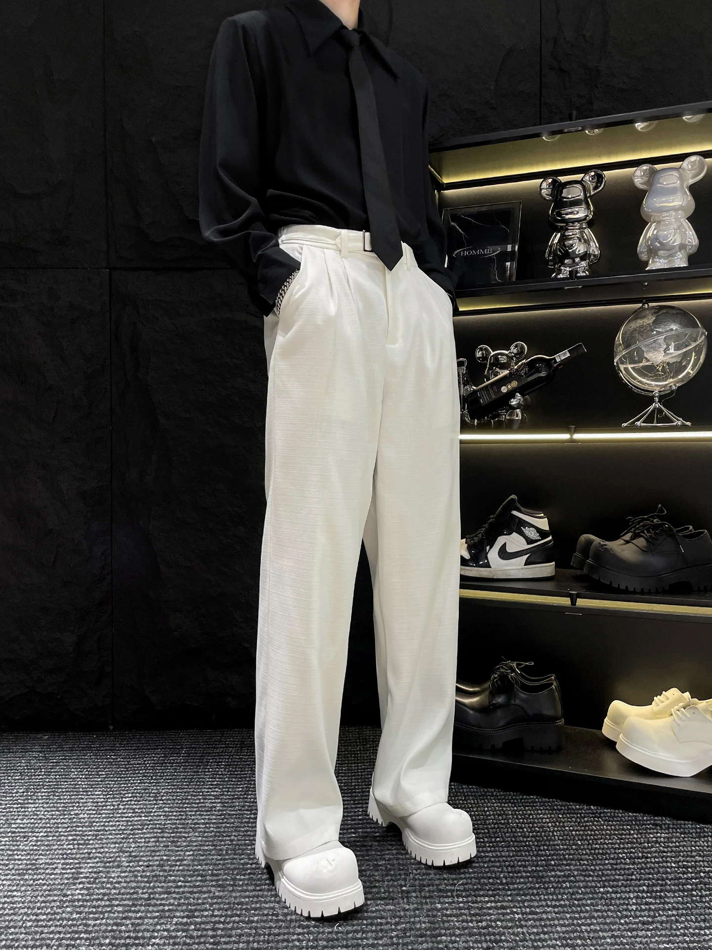 

Белые повседневные мужские брюки прямого кроя Advanced Sensation HOMME, не требующие глажки, длинные, молодежные, осенние, прохладные, стильные