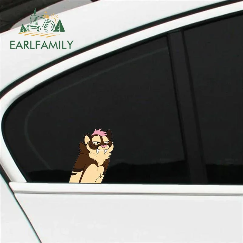 EARLFAMILY 13 سنتيمتر X 10.6 سنتيمتر فروي براون الذئب سيارة ملصق مقاومة للخدش لطيف ملصق مائي تخييم قافلة متنقل فان اكسسوارات السيارات