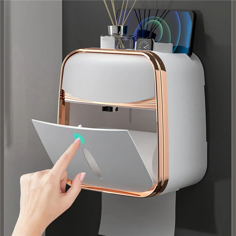 

【Горячее предложение】2X коробка для туалетной бумаги, настенная водонепроницаемая коробка для туалетной бумаги, коробка для насосной бумаги без перфорации, рулон туалетной бумаги