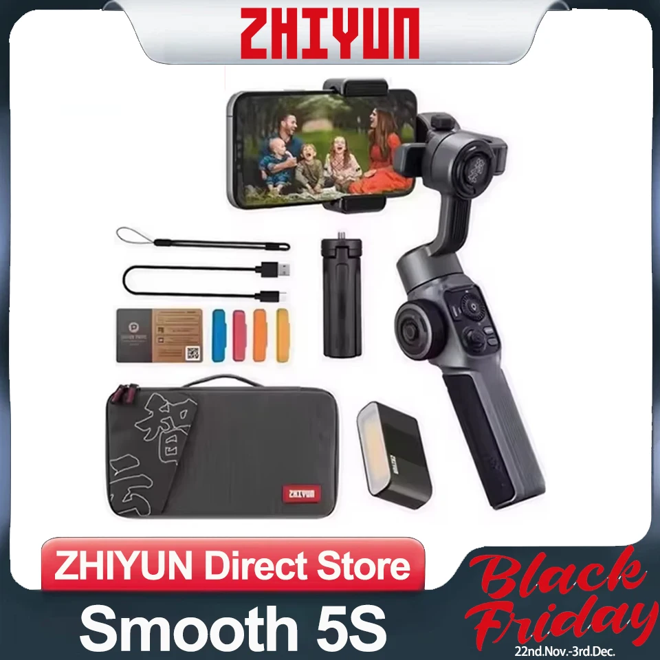 ZHIYUN SMOOTH 5S 3-Axis Handheld Stabilizer Selfie Stick Portable Phone Gimbal Stabilizer for Smartphone iPhone/Huawei/Xiaomi