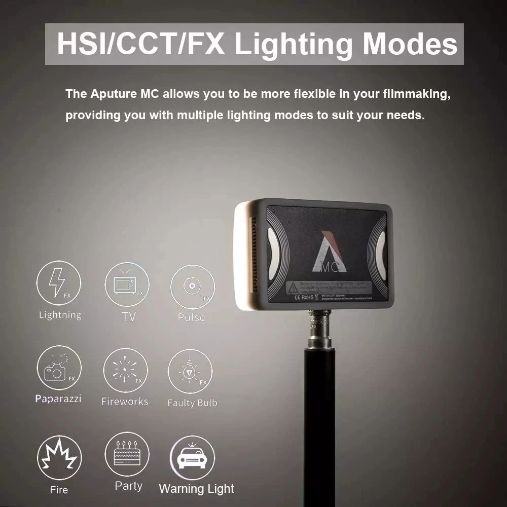 

Aputure AL-MC Portable LED Light 3200K-6500K mini RGB light with HSI/CCT/FX Lighting Modes Video Photography Lighting