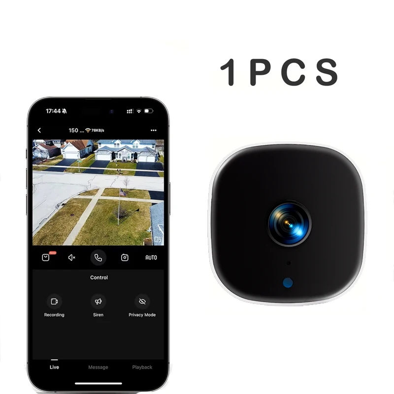 Nieuwe beveiligingsbewaking High Definition 4K 360 °   Draaibare WiFi-minicamera Geen stroomaansluiting nodig Nachtzicht Slimme huisbewaking
