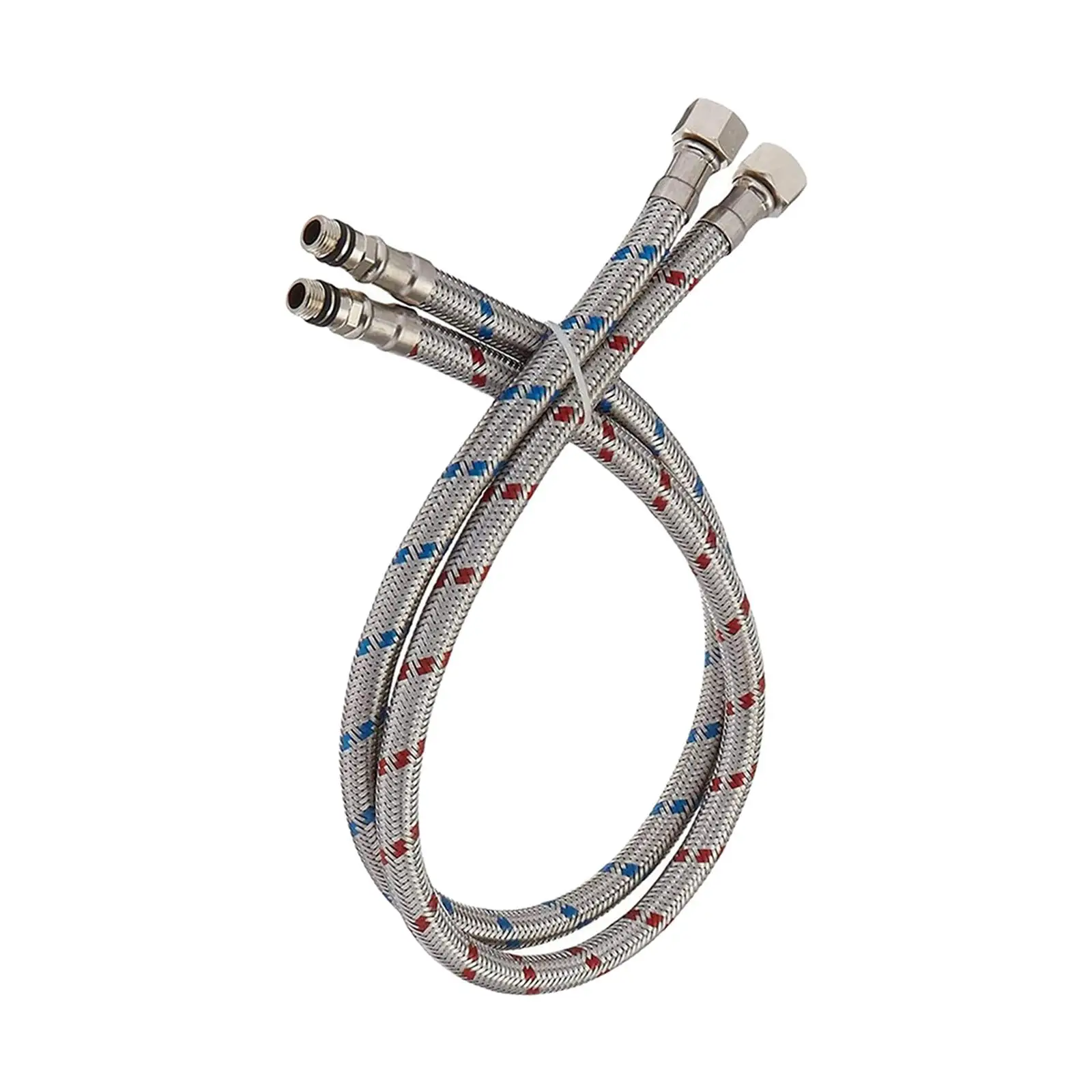 

2x Faucet Hose Connector Red and Blue Lined Stainless Steel 60cm Braided Supply Hose for Bathroom Sink Faucet Kitchen 3/8"