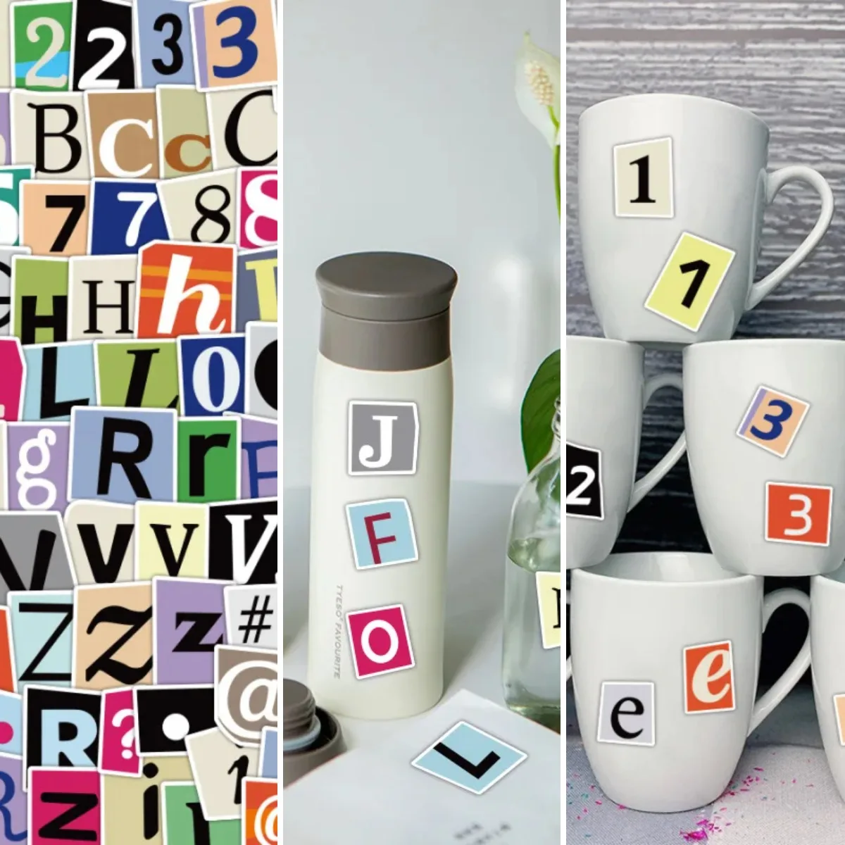 100 vibrant assorted numeric and alphabetic decals for personalizing notebooks planners journals water bottles laptops guitars s