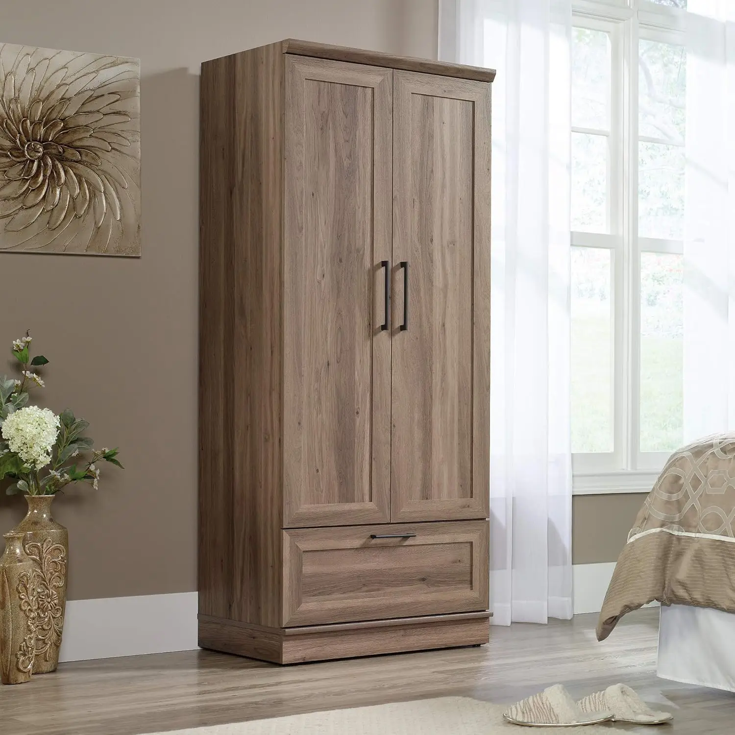 

HomePlus Wardrobe/Pantry cabinets, L: 29.06" x W: 20.95" x H: 71.18", Salt Oak finish