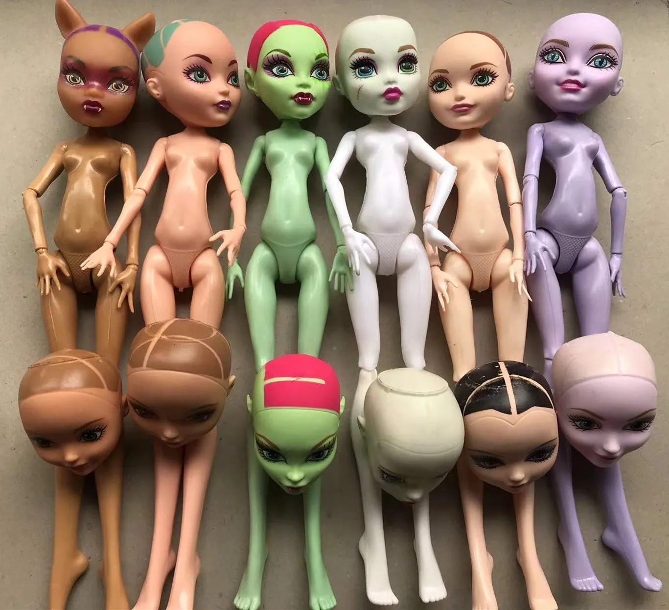 Monstering High Doll Toy Multi-Joints Movable Doll Body Figures Brown White Green Pink Beige Purple Body Colorful Hair Heads