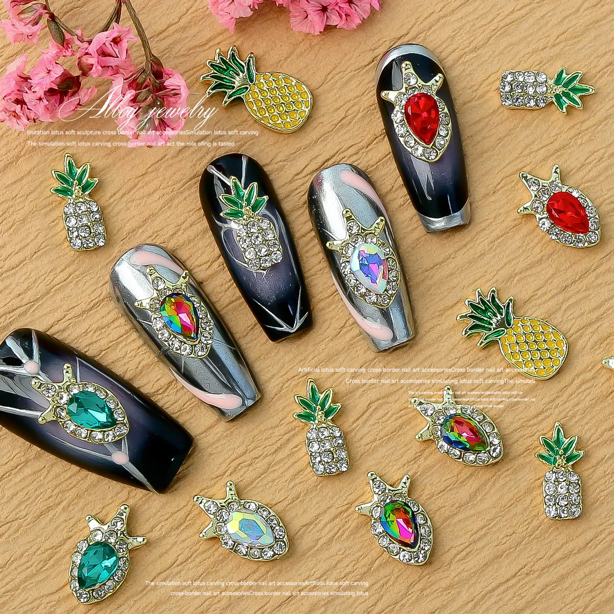 10 stuks zilver goud schelp nagels kunst decoraties 3D luxe legering strass nagels bedels DIY parel metalen manicure accessoires