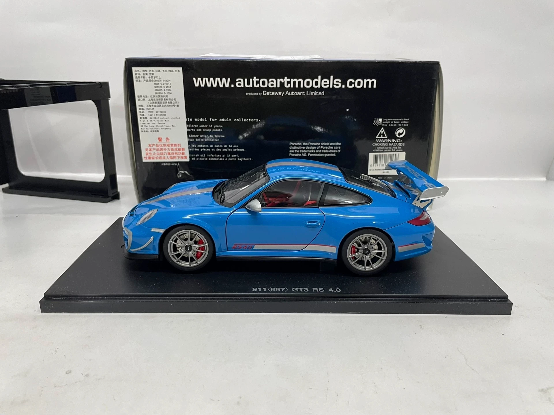 Autoart 1:18 997 GT3 RS 4.0 Blue Simulation Limited Edition All Open Alloy Metal Static Car Model Toy Gift