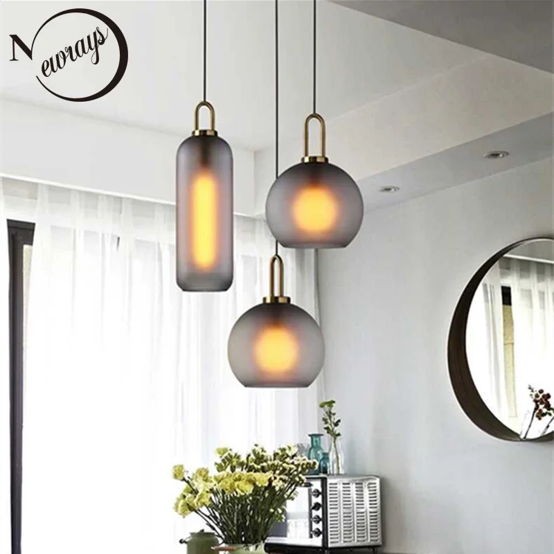 

Nordic modern simple glass ball LED E27 pendant lights interior lighting lamps restaurant bedroom stair decoration hanging light