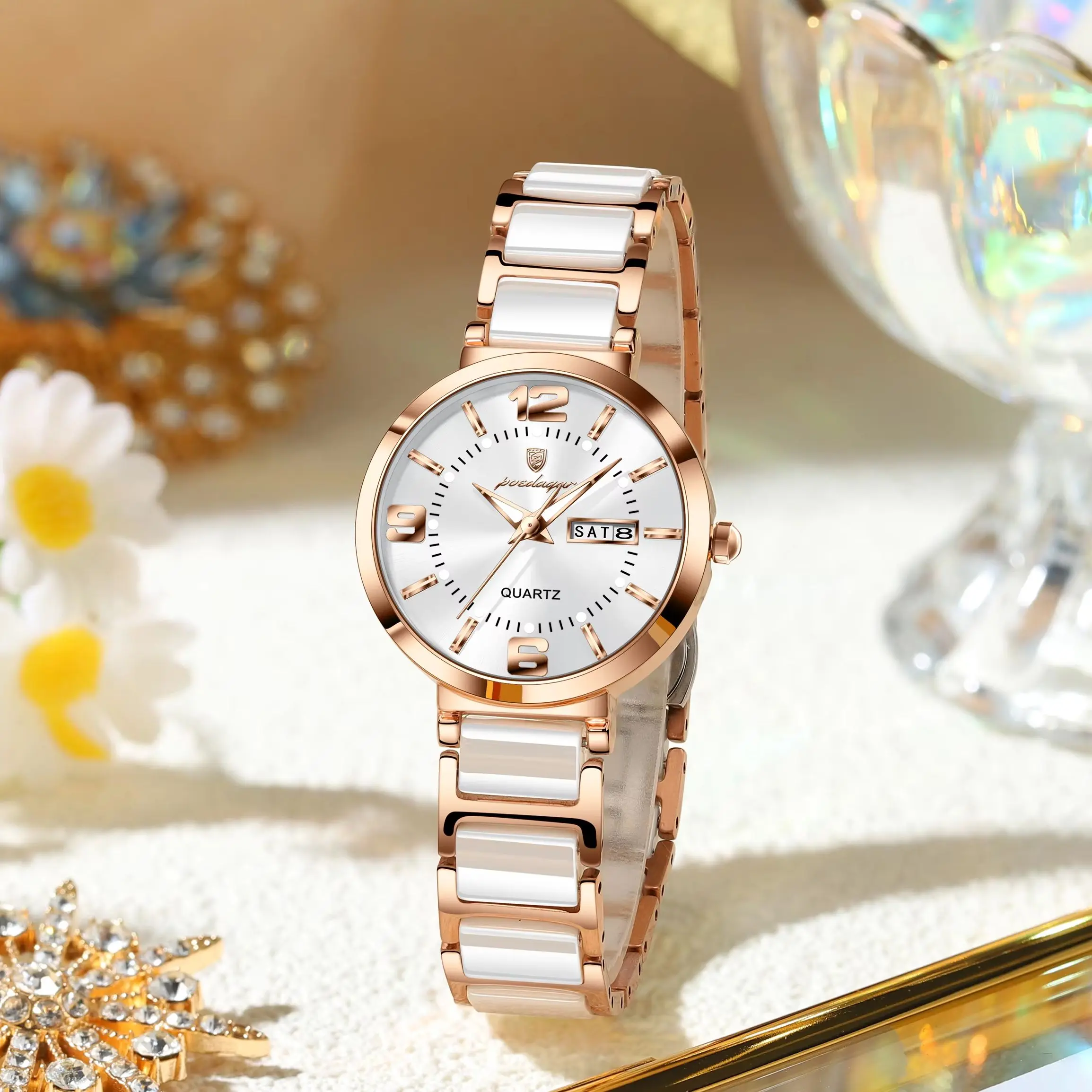 POEDAGAR Top Original Woman Clock Waterproof Quartz Elegant Ladies Wristwatch Stainless Steel Week Date Fashion Women's Watches image 5