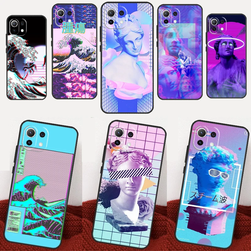 Great Wave Retro Cyber Statue Case For POCO X5 X3 F5 Pro F4 X4 GT M5s F3 Cover For Xiaomi 13 Ultra 12 Lite 12T 11T Pro