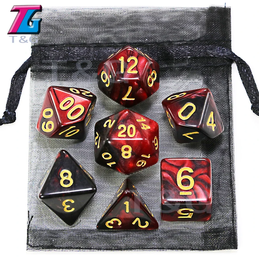 High Quality Mix Colors Gold Ink Dice with Bag Kids Plastic Cubes Special Birthday Gift DnD Boardgame