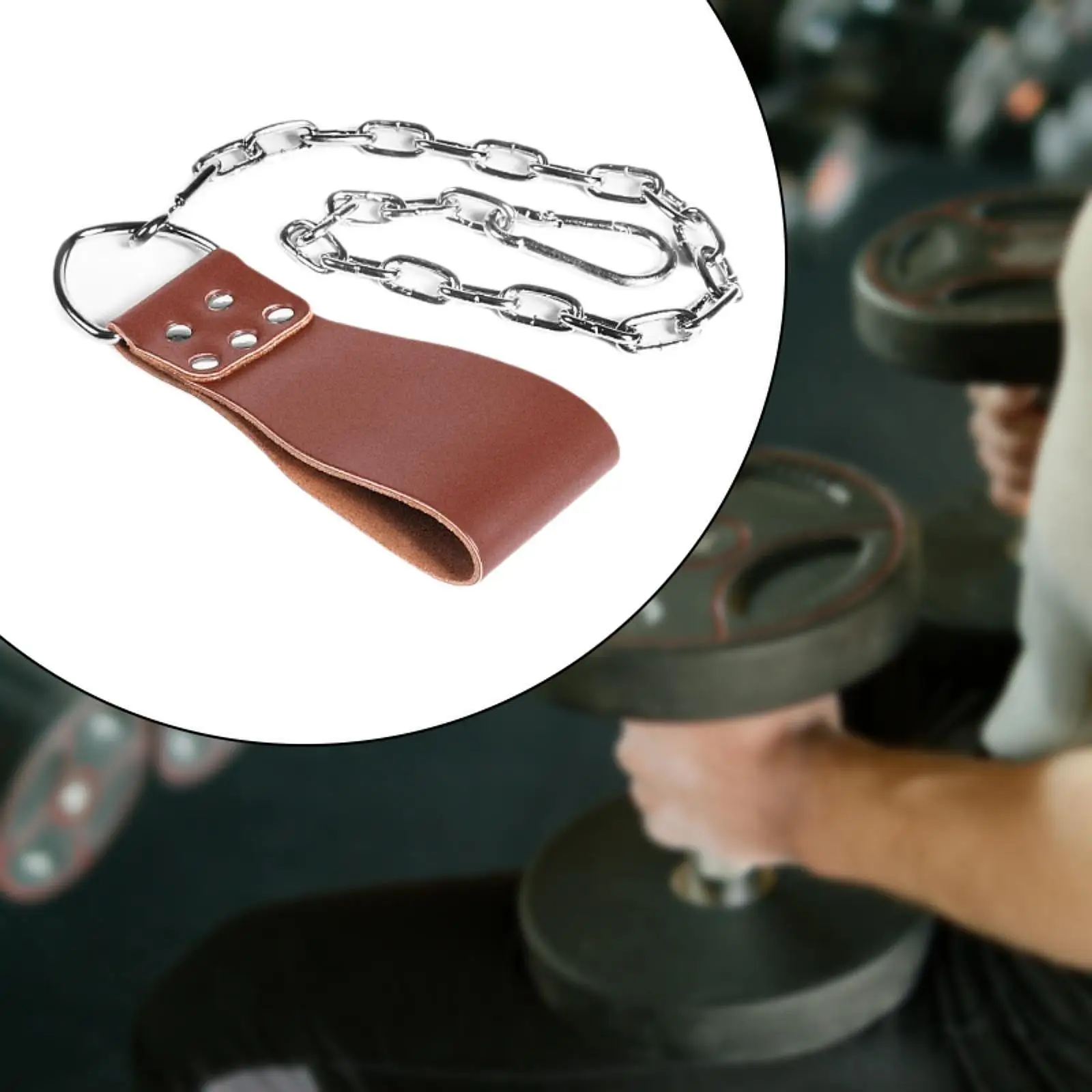 Dumbbell Loading Strap with Iron Chain PU Waist Belt Dip Belt Attachment for Home Gym Powerlifting Workout Bodybuilding Men
