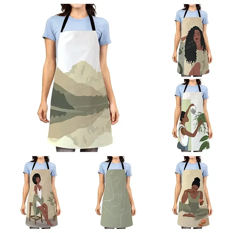 Aesthetic Women kitchen apron kids original Children Waterproof girl  princess waiter work apron oil proof nordic boho plant