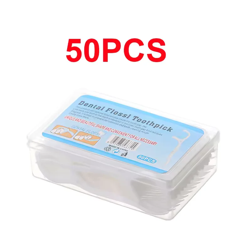 Fio Dental com Haste, Palitos de Dente, Escova Interdental para Limpeza e Higiene Bucal, 50 Unidades