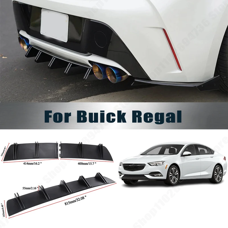Rear Bumper Shark Fin Diffuser ABS Curved Aero Splitter Anti-Collision Chassis Protector For Buick Regal Car Styling