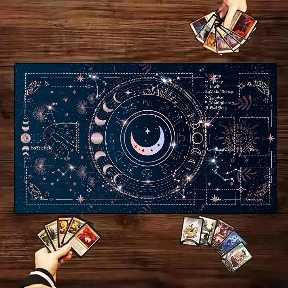 Constellation Moon Star Astrology Mystic Tarot Playmat Magic Card Battle Mat MTG Playmat Anti-Slip Base Gathering Gaming Mat TCG