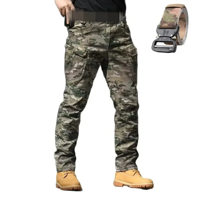 Gift Belt Autumn IX9 Tactical Overalls Wear Men's Assault Pants Outdoor Camouflage Training Pants Wear-resistant Multi-pocket