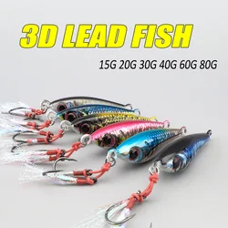 Luminous Metal Jig 15g 20g 30g 40g 60g 80g Slow Casting Fishing Tackle Spoon Fast Sinking Sea Biomimetic Bait Ocean Boat Fishing