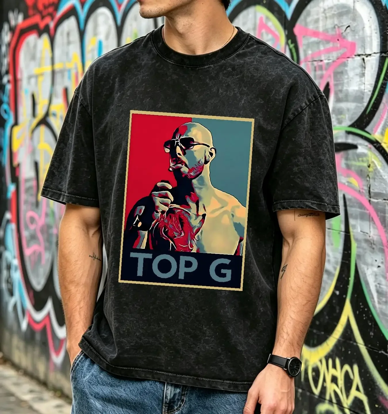 washed T Shirt Andrew Tate TOP G Hope Parody vintage Washed fashion Unisex Casual graphic streetwear homme Soft