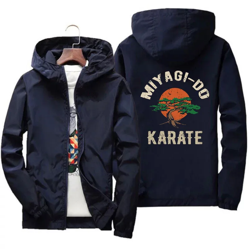 Cobra Kai Retro Sleeve Kung Fu Miyagi Do Bonsai Tree Karate Kid Men's Windbreaker Parent-Child Boys Girls Coat Bomber Jacket