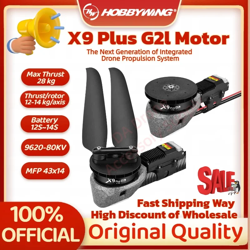 

Hobbywing Official X9 PLUS G2L Motor Match 4314 Propellers Blades 12S~14S D45mm For 20L Agricultural Quadcopter Parts