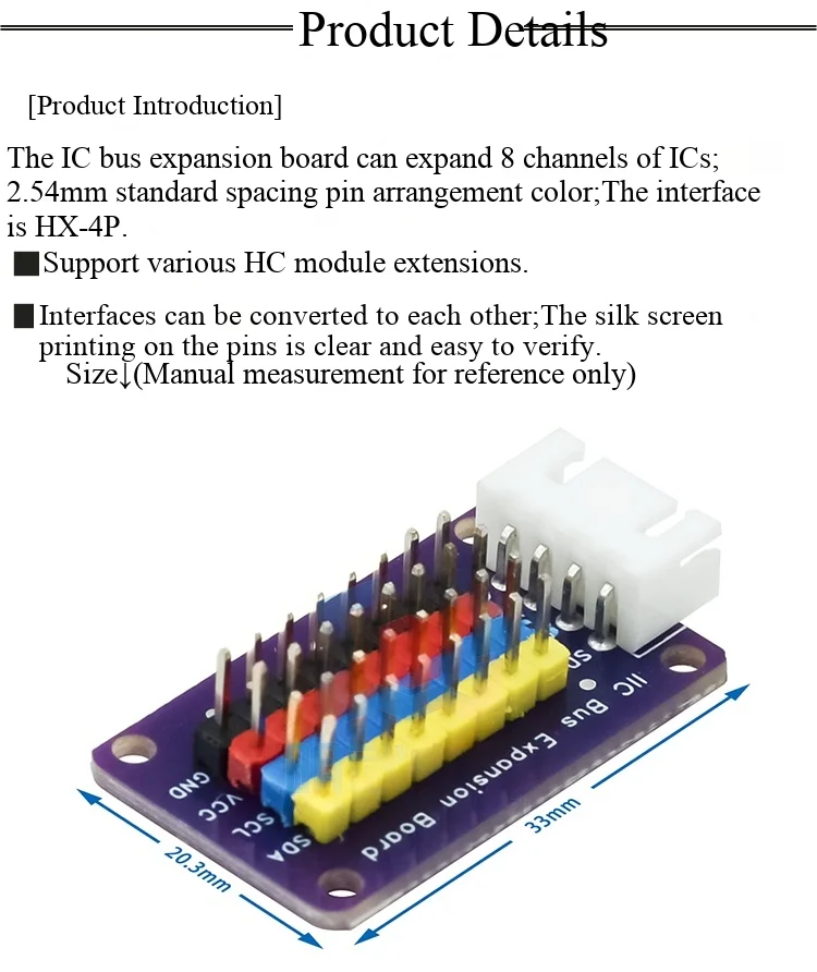 IIC-HUB-Modul, Splitter, I2C-Hub, Schnittstellen-Erweiterungsplatine, 8-Kanal-Kommunikationsplatine, elektronischer Baustein – Detail 2