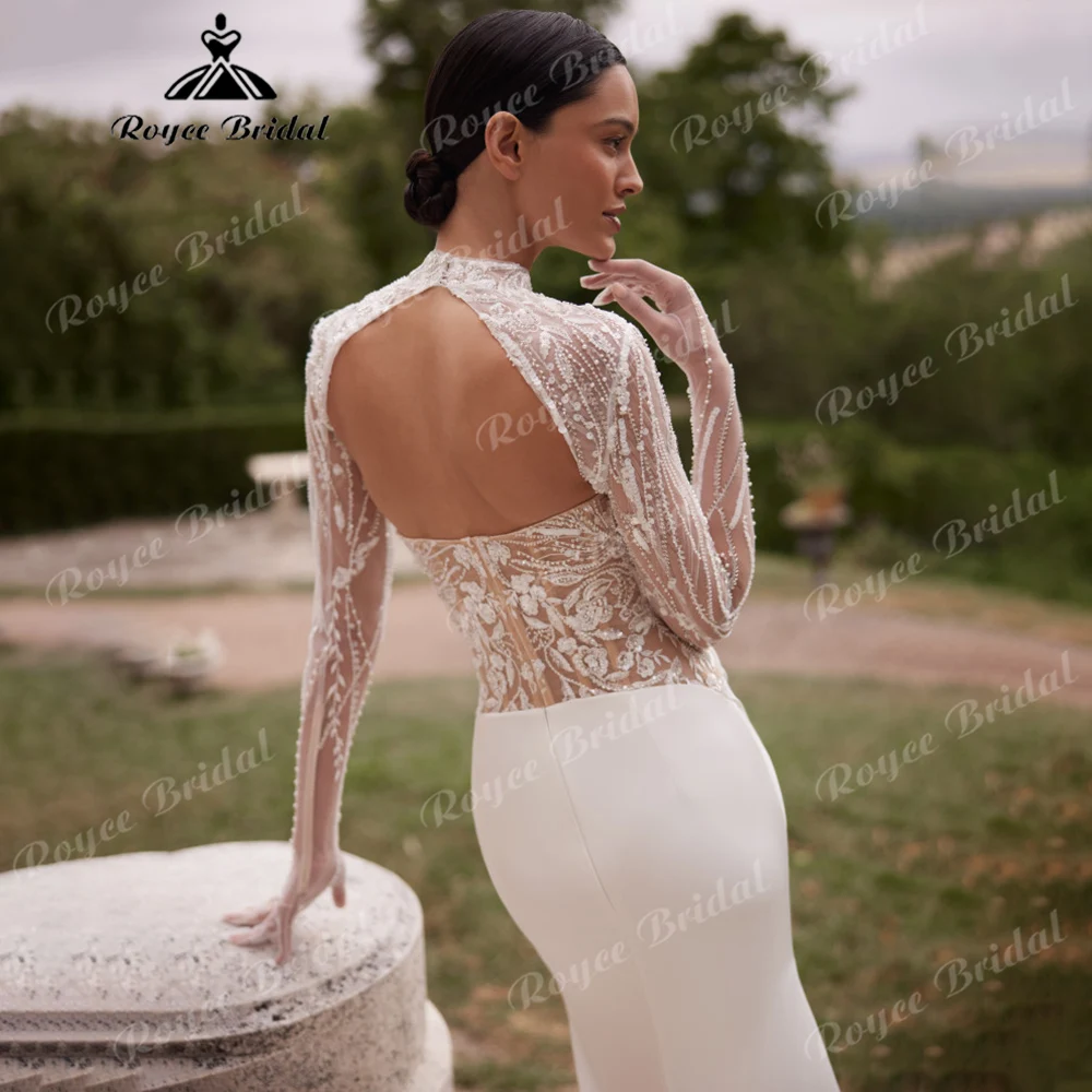 2026 Detachable Lace Sleeve Mermaid Wedding Dress Strapless Bow Detail Bridal Gown with Corset Back Chapel Train Customizable