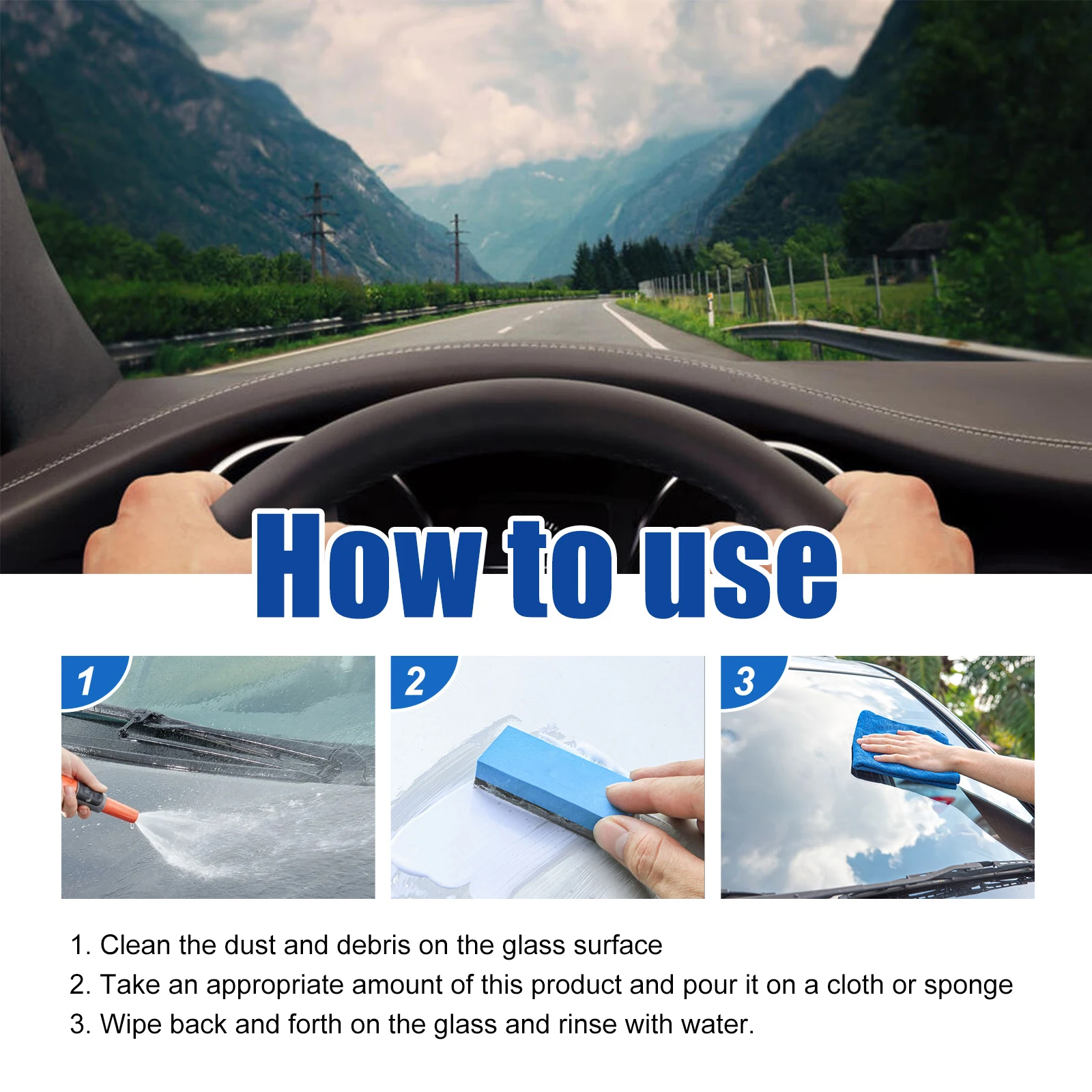 Car Glass Oil Film Remover Glass Polishing Compound Windshield Cleaner Car Glass Polishing Clear Window Auto Detailing image 5