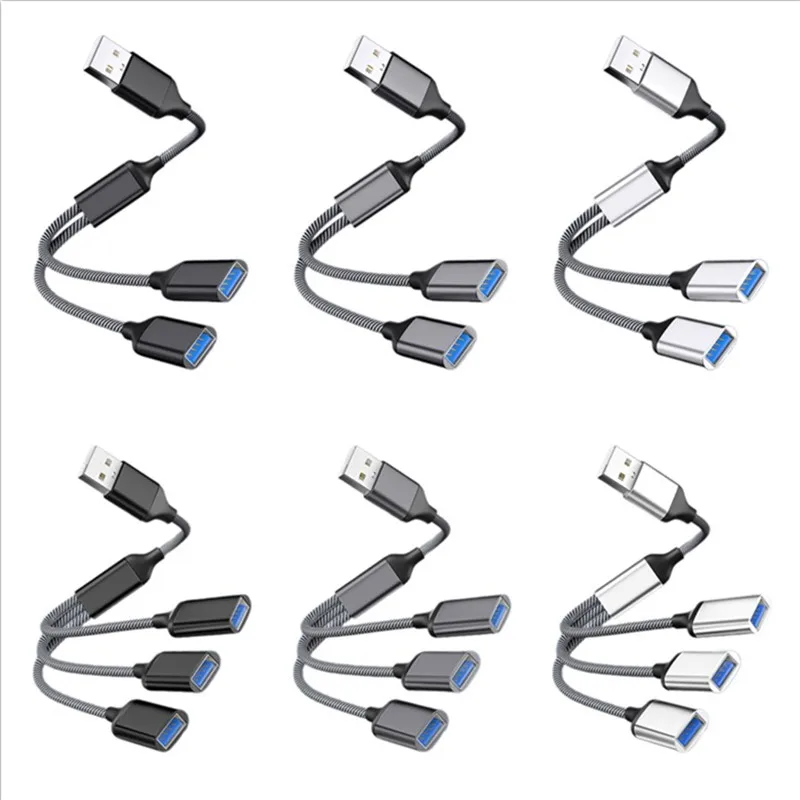 

28/30cm USB Splitter Cable USB Male To 3/2 USB 2.0 Female Extension Cord, USB Port Hub Data Power Split Adapter