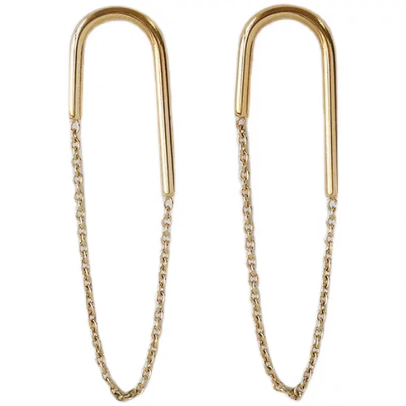 925 Silver Chain Stud Earrings Fashionable Style Niche Unique Simple Design Versatile Cool Style for Women Ear Ornaments