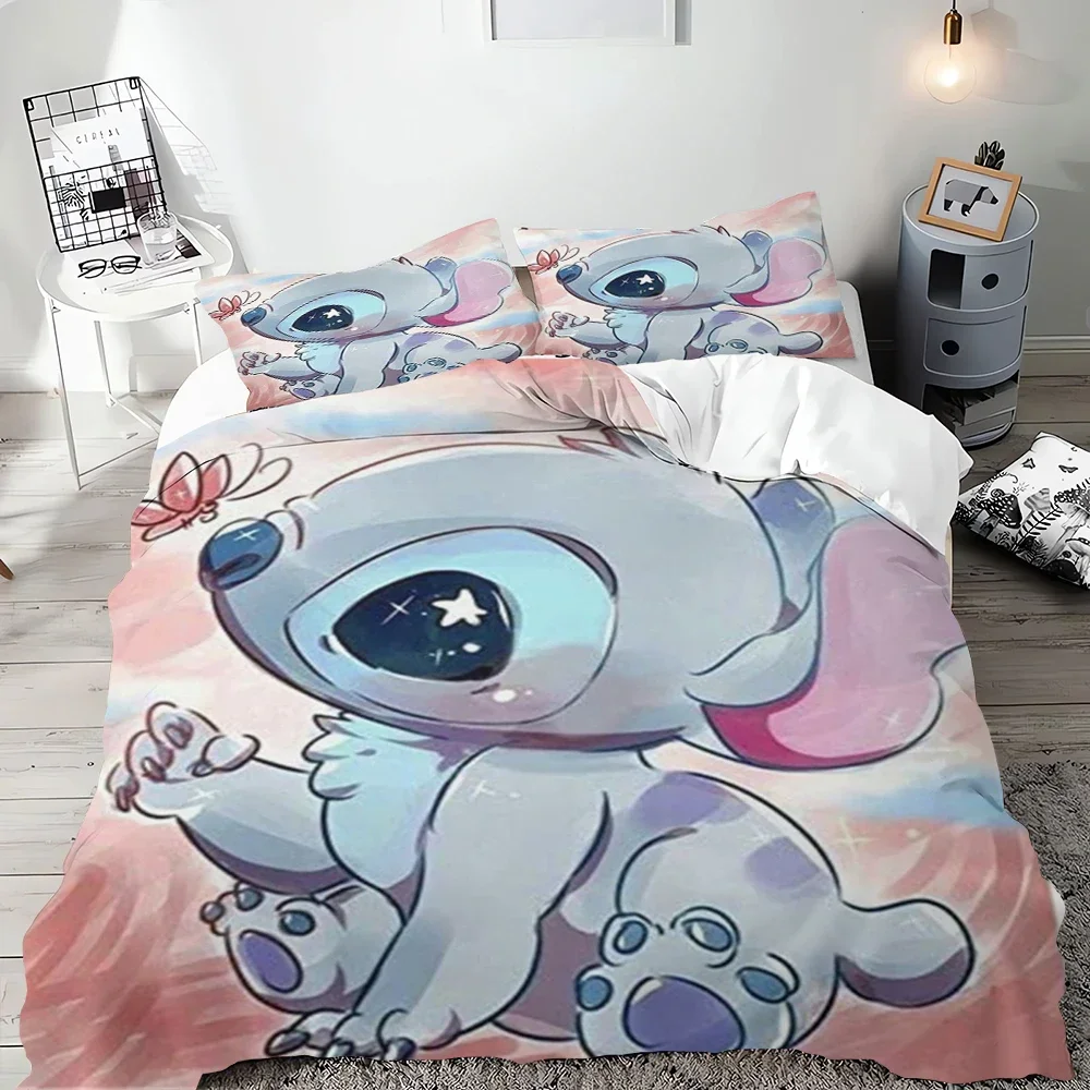 Steek Schattige Anime Dekbedovertrek Beddengoed Set Home Cartoon 3d Kleurrijke Print Full Size Kinderkamer Decoratie Cadeau