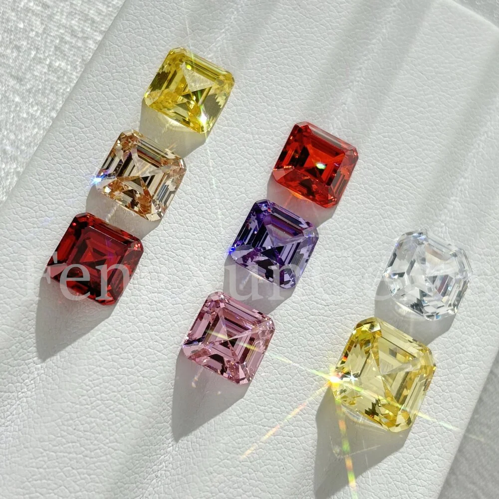 

3x3~12x12mm Square Shape Asscher Cut Multicolor 5A Loose Cubic Zirconia Stone Synthetic Gems Zircon For Jewelry
