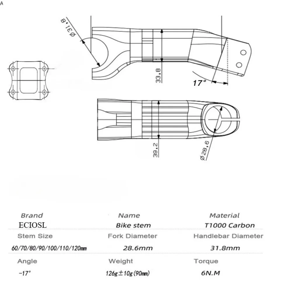 جذع الدراجة الكربونية -10 °   الطريق الجبلية دراجة كامل الكربون الجذعية الداخلية 60 مللي متر-120 مللي متر 28.6 مللي متر شوكة 31.8 مللي متر المقود خفيفة الوزن