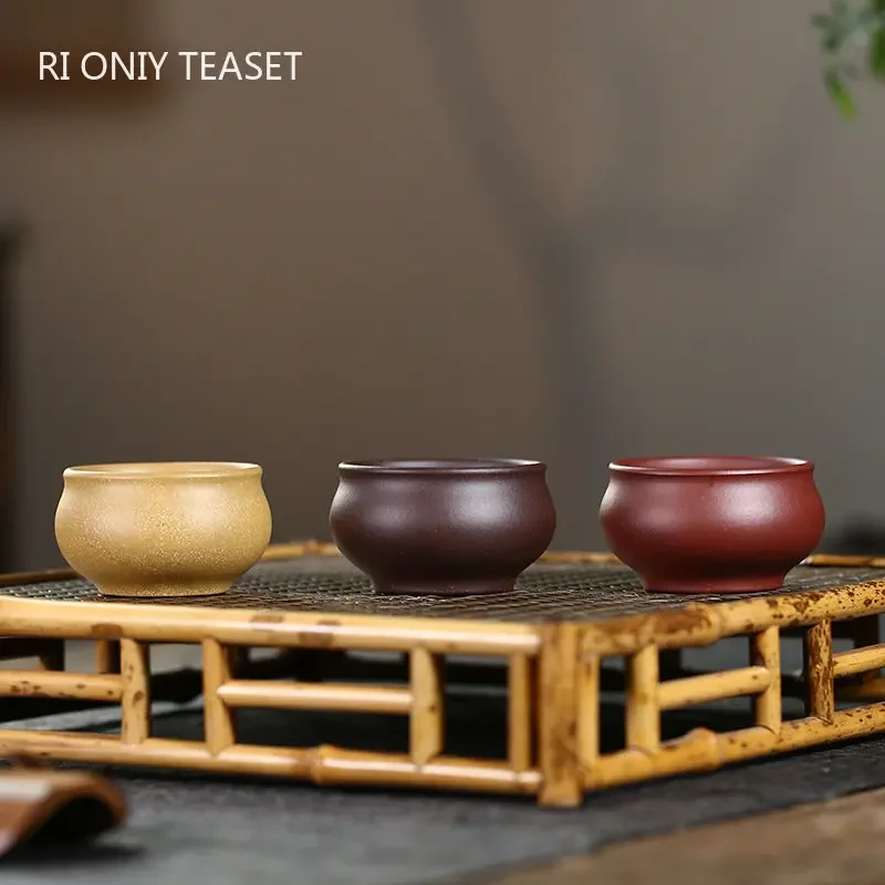 2 Pcs/set Chinese Yixing Handmade Purple Clay Teacup Travel Meditation Cup Tea Bowl Master Tea Cup Customized Tea Set 35ml