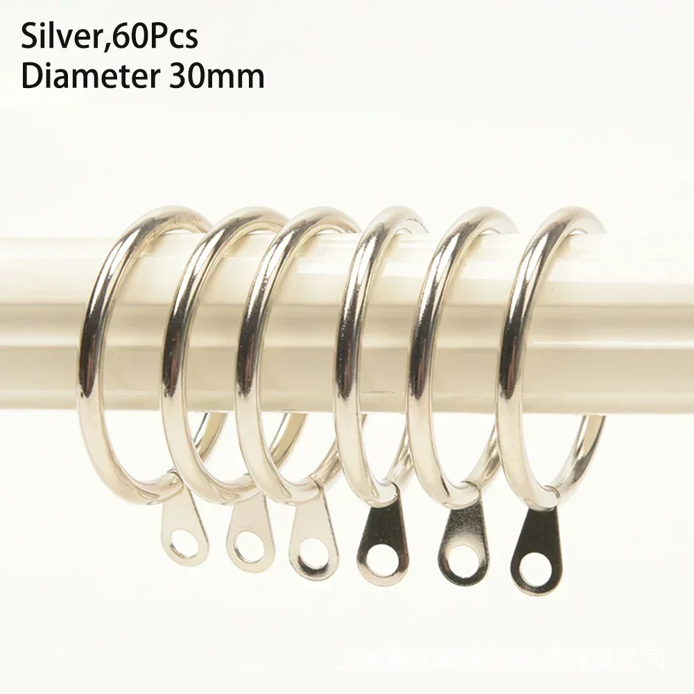 60Pcs Metal Curtain Rings 30mm Internal Diameter For Curtain Poles And Rods For Hanging Weighty Curtains Tapestries, Shower