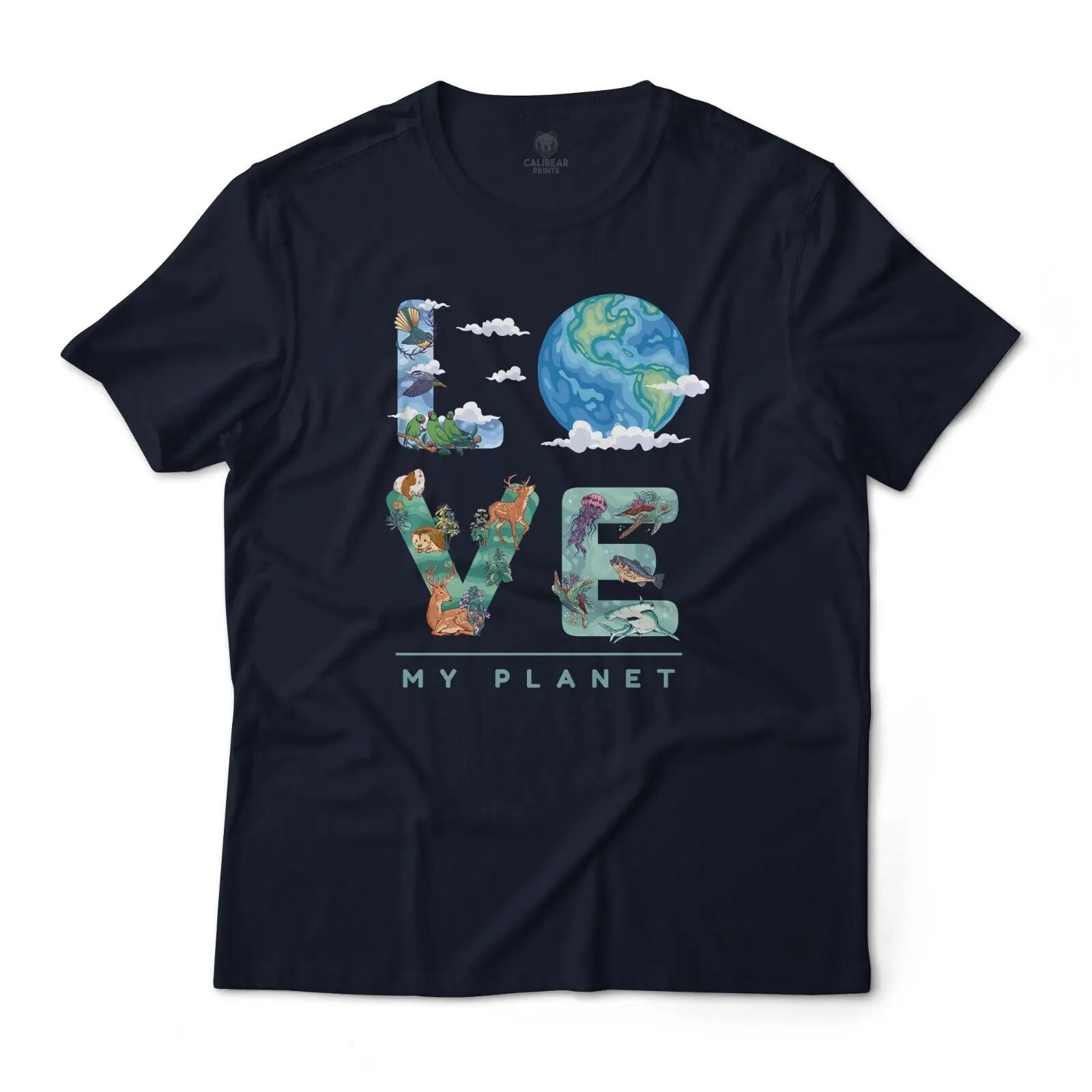 I Love My Planet Earth Art Graphic T-Shirt Lightweight Cotton Tee Unisex