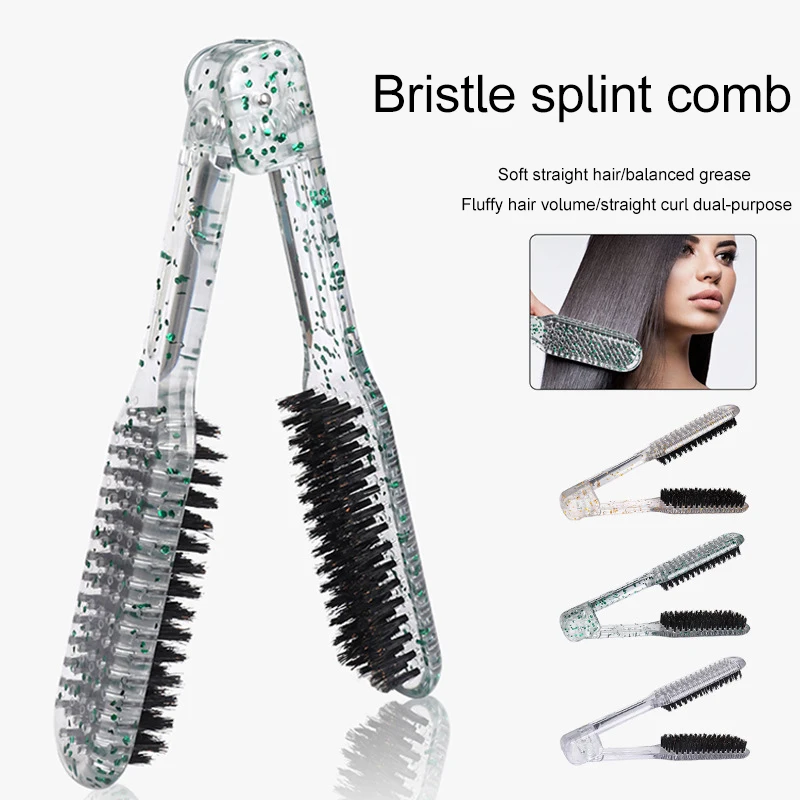 

Professional Hair Straightener Bristle Straight Hair Double Brush V-shaped Comb Clip Does Not Hurt Styling Tools DIY Home