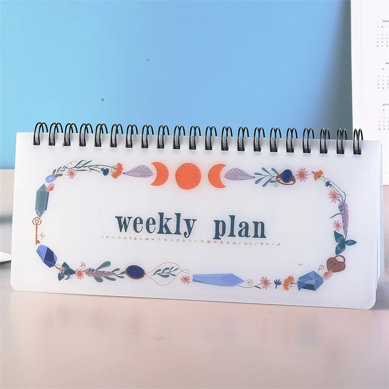 PVC Waterproof Cover Memo Mini Portable Note Book Student Weekly Plan Classroom Notebook Diary Desk Calendar 50 Sheets Notebook