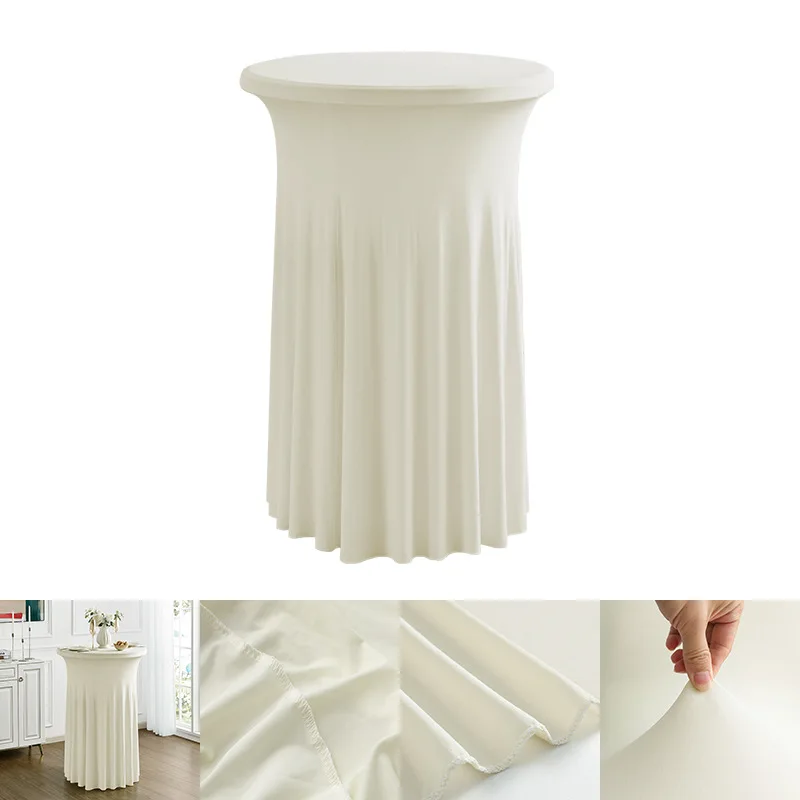 Ronde Hoge Top Stretch Spandex Cocktail Tafelkleden met Rok Rimpelvrije Cocktail Tafelkleed voor Bruiloft Banket JT443