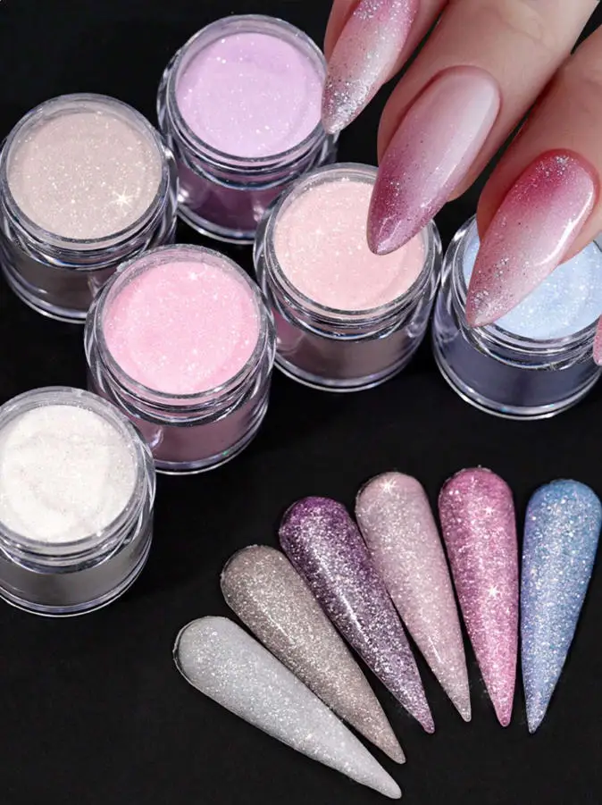 6 Jars Shiny Sugar Powder  For Silicone Mold Filling,  DIY Nail Glitter, Nail Art Craft, And Jewelry MakingFor Crafts, Slime