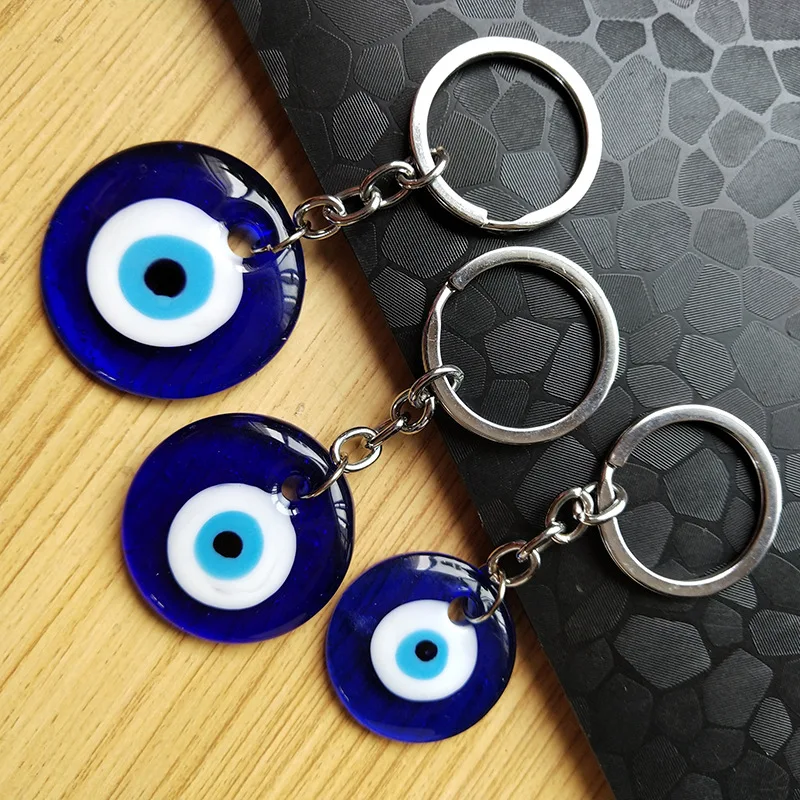 

20pcs Turkish Lucky Glass Blue Eye Keychain Women Men Handbag Hangle Car Key Holder Key Ring Jewelry