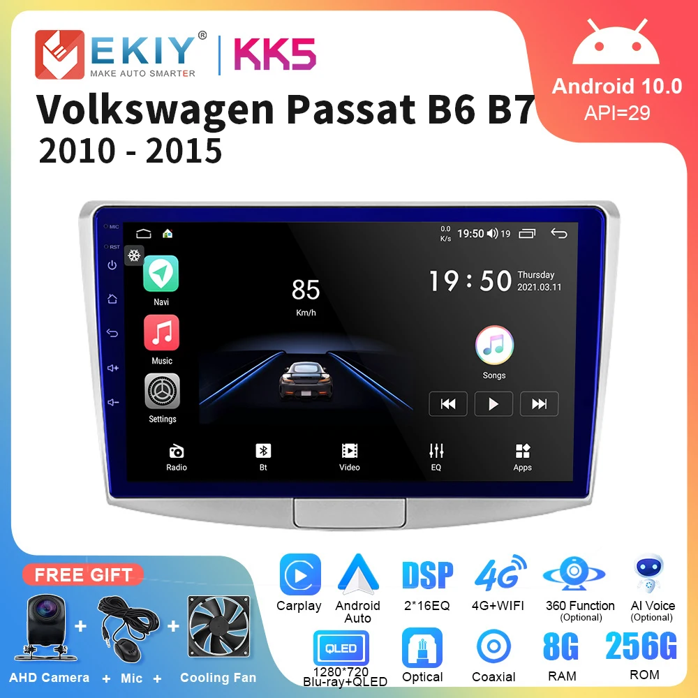 

EKIY KK5 Car Multimedia Player For VW Volkswagen Passat B6 B7 2010-2015 CC Stereo Radio No 2Din Android Auto Carplay GPS DSP DVD