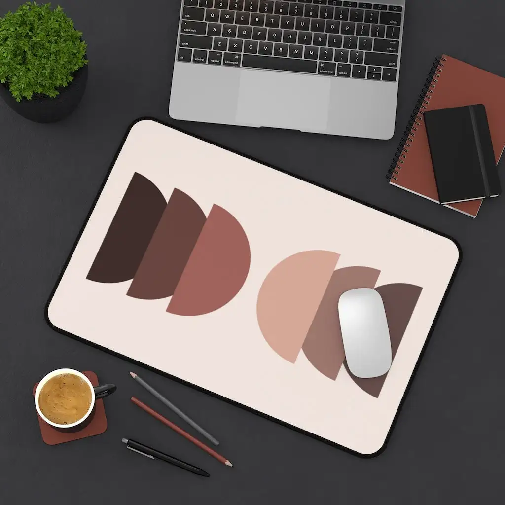 

Medieval Modern-style Desk Mats, Terracotta Brown Geometric Aesthetic Desktop Accessory, Large Bohemian Gaming Mouse Pad