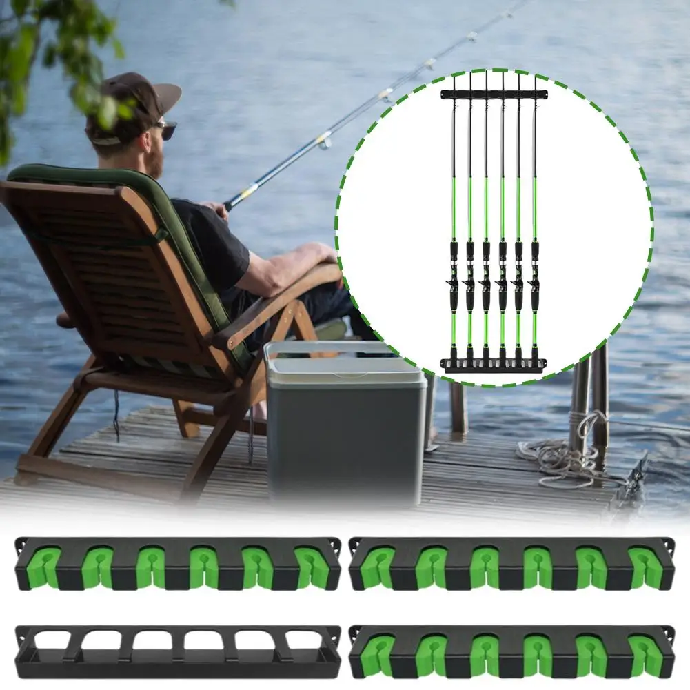 1PC New EVA 6-hole Fishing Rod Storage Rack Wall-mounted Holder Storage Bracket For Thick Fishing Rods Hand Rods Nets Q4U3