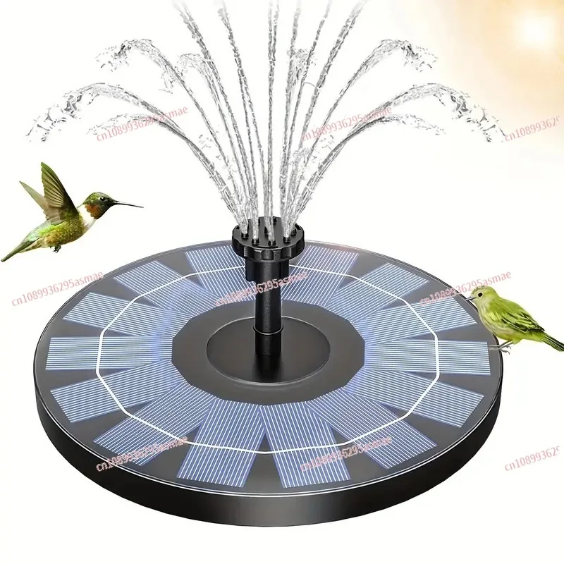 Round Solar Fountain Pump, Outdoor Automatic Circulating Water & Aerator for Fish Pond, Rockery & Water Tank