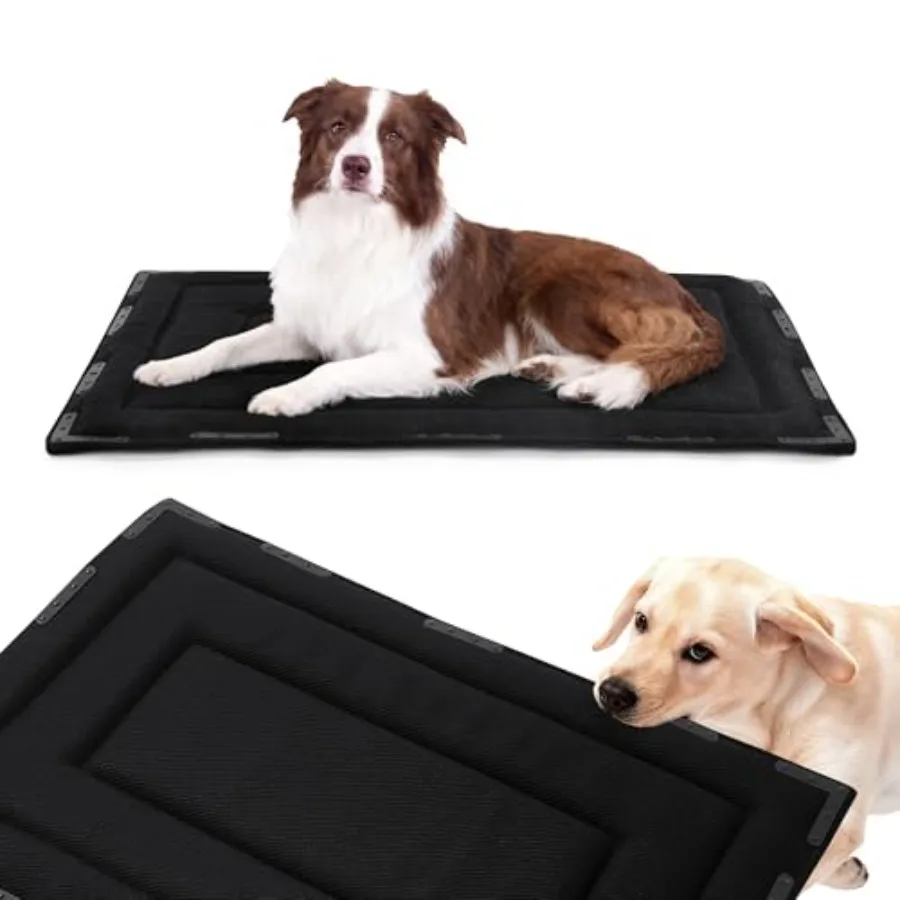 

Chew Proof Foam Dog Bed 41x28 with 14 Reinforced Metal Rivets Indestructible Crate Pad for Large Dogs Super Chew Resistant Fabr
